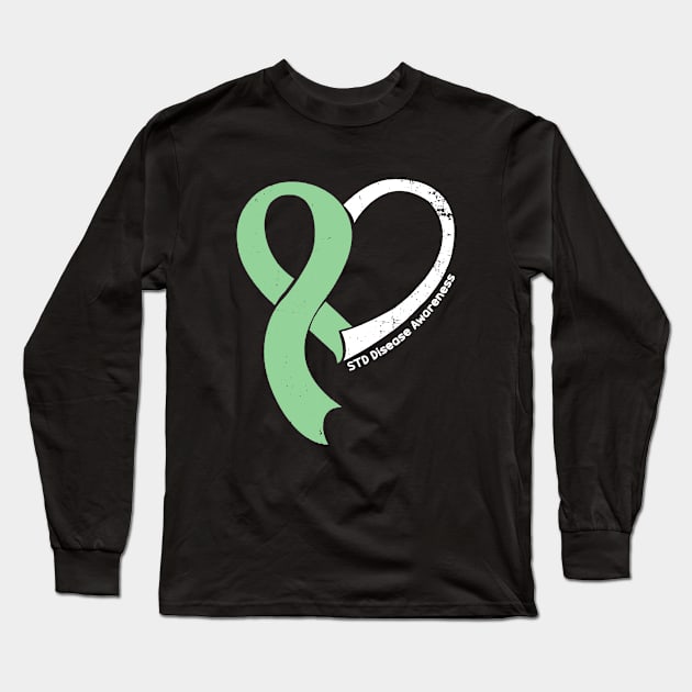 STD Disease Awareness Hope Love Heart Ribbon Happy Valentines Day Long Sleeve T-Shirt by BoongMie